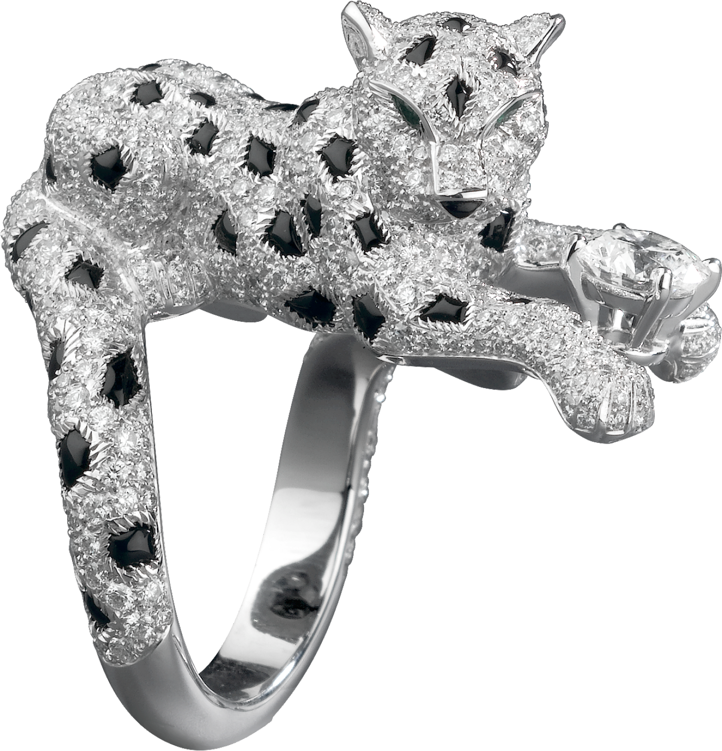 Bague Panthère de Cartier, diamant taille brillant, pavée