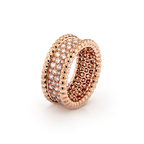 Bague Perlée diamants, 3 rangs