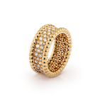 Bague Perlée diamants, 3 rangs