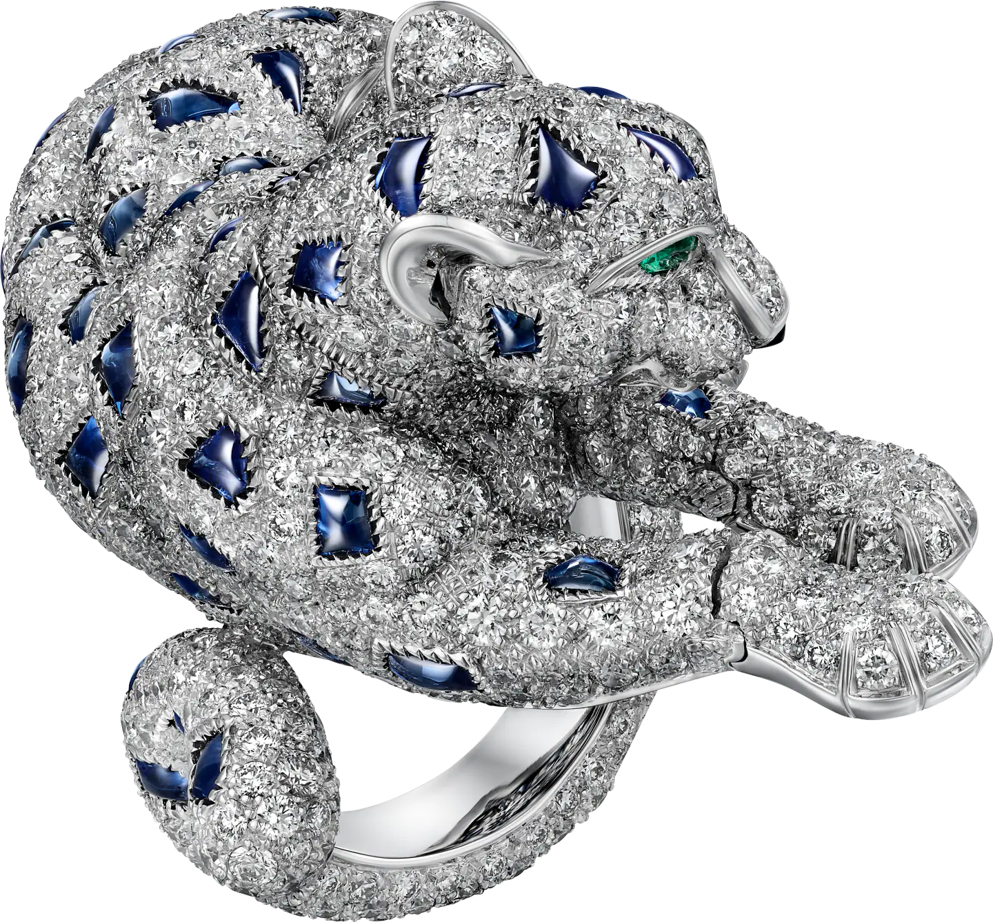 Bague Panthère de Cartier, saphir, pavée