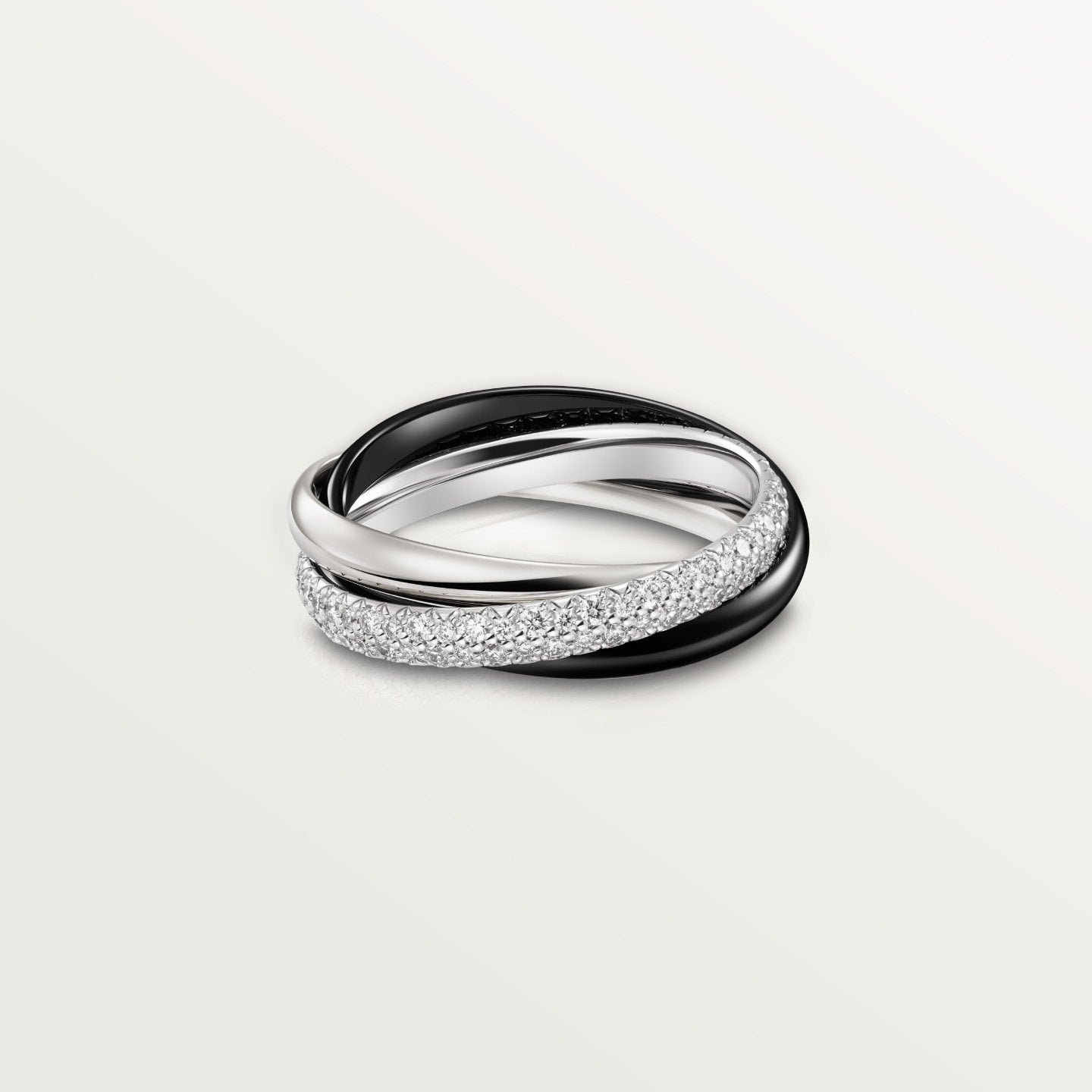 Bague Trinity, céramique, petit modèle, semi-pavée