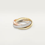 Bague Trinity, modèle classique, semi-pavée