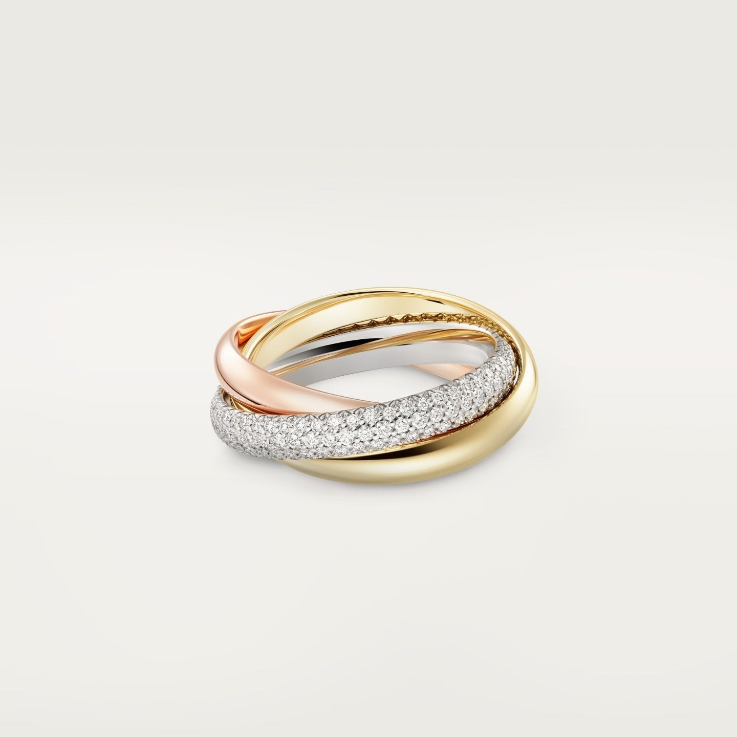 Bague Trinity, modèle classique, semi-pavée