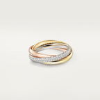 Bague Trinity, petit modèle, semi-pavée