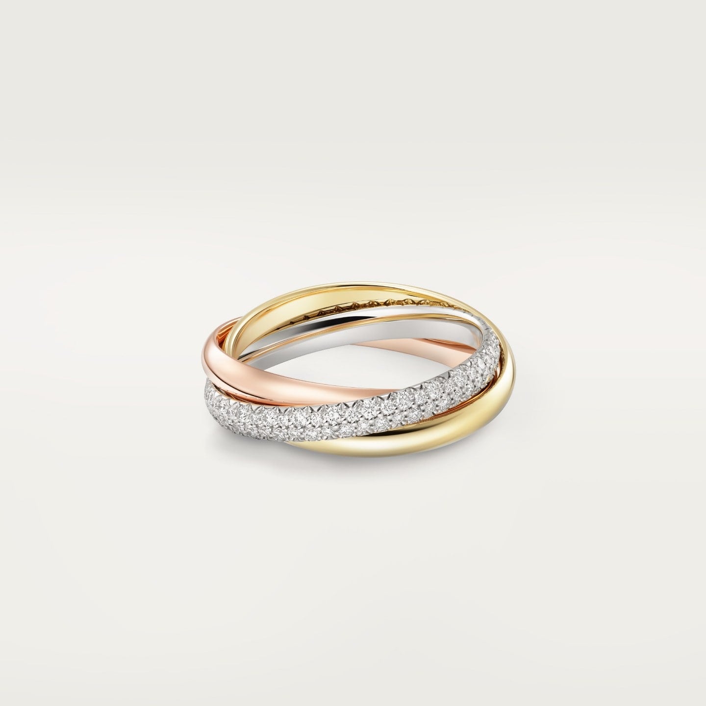 Bague Trinity, petit modèle, semi-pavée