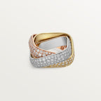 Bague Trinity, de forme coussin, grand modèle, pavée