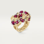 Bague Grain de Café, rubellite, semi-pavée