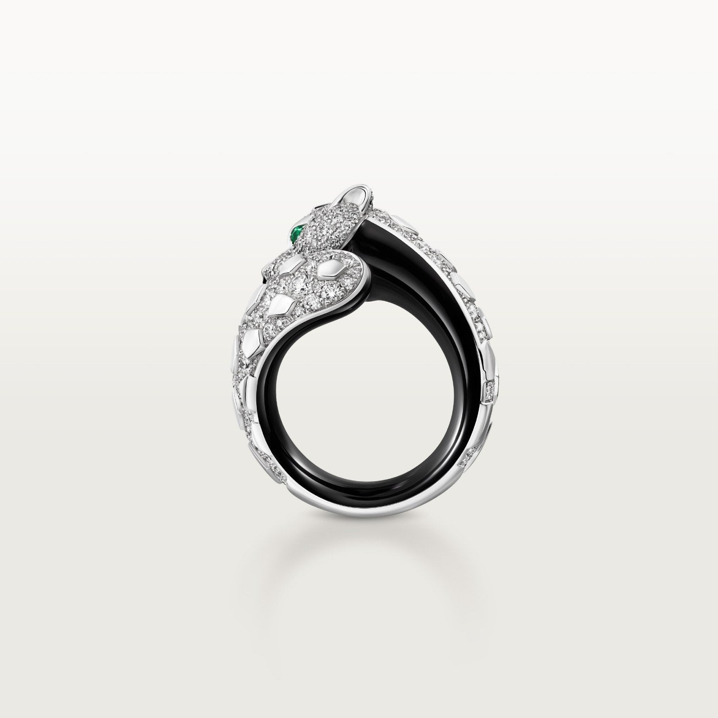 Bague Panthère de Cartier, laque noire, pavée