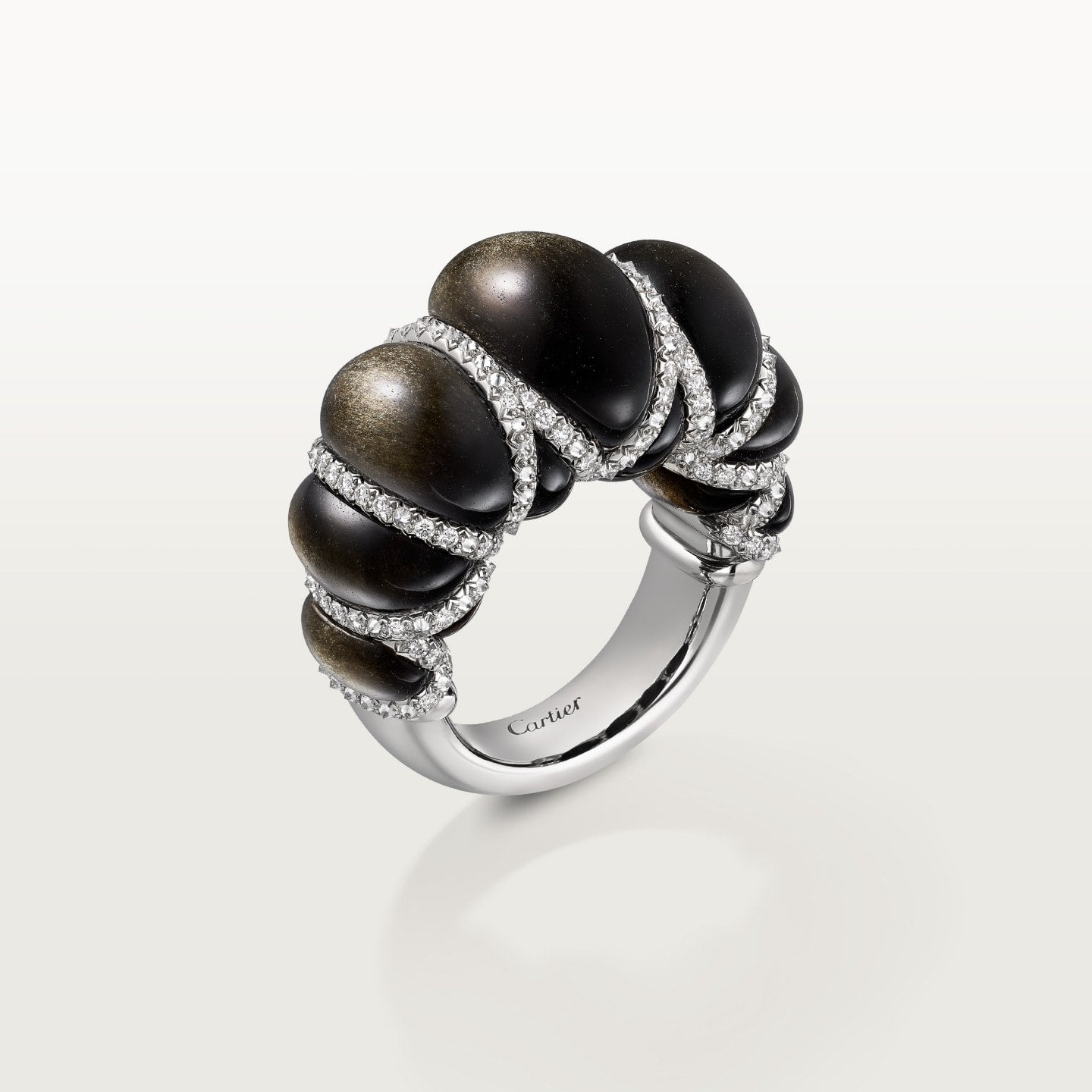 Bague Cartier Libre Tressage, obsidienne, diamants