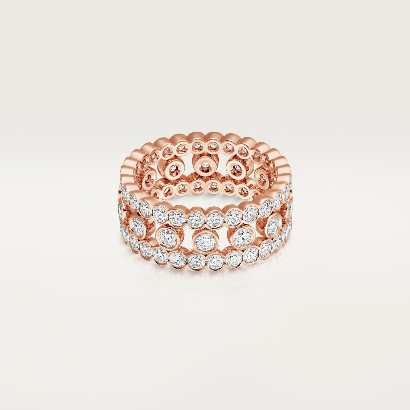 Bague Broderie de Cartier, trois rangs, diamants