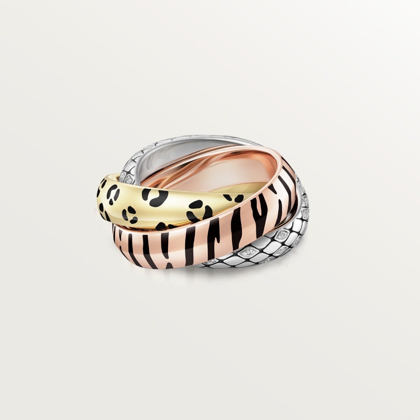 Bague Trinity, laque, semi-pavée
