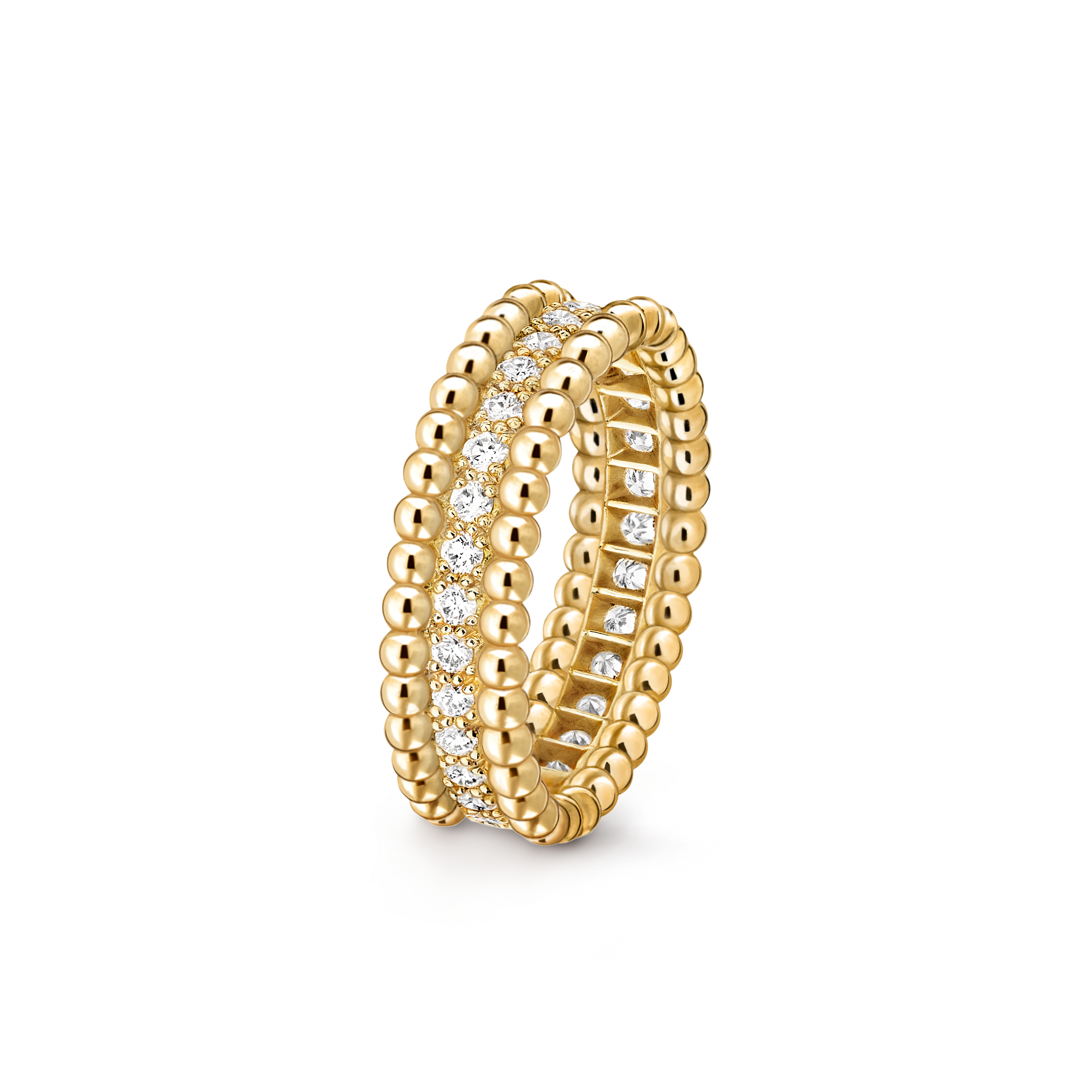 Bague Perlée diamants, 1 rang