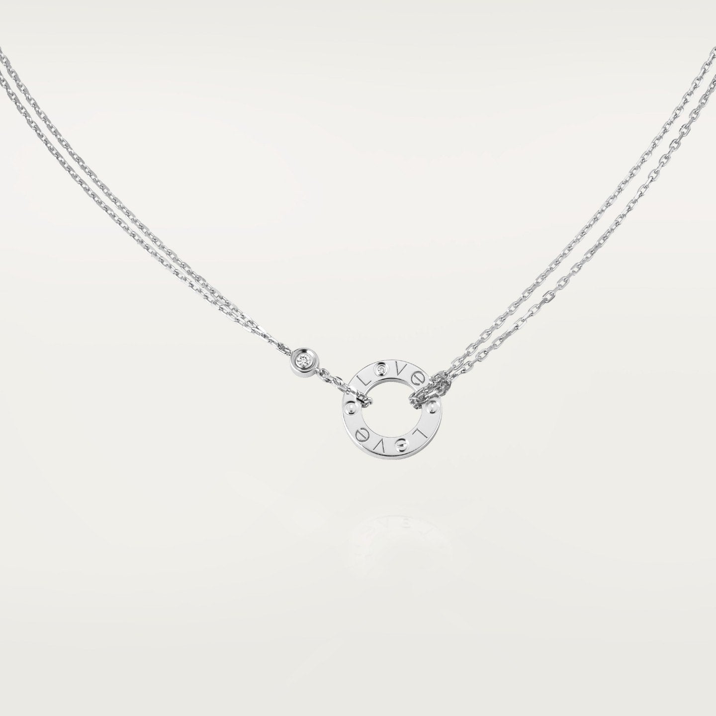 Pendentif LOVE rond, 2 diamants