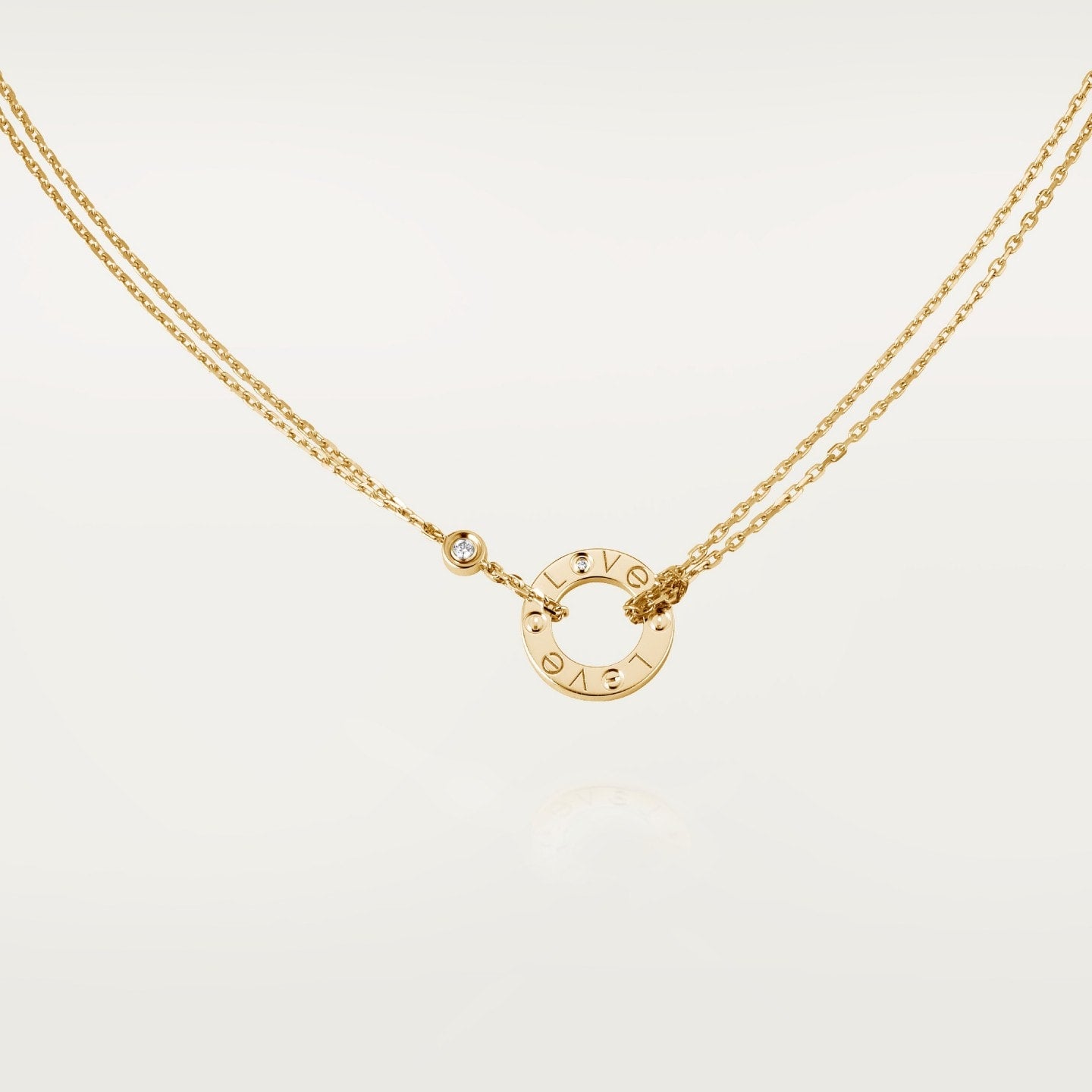 Pendentif LOVE rond, 2 diamants