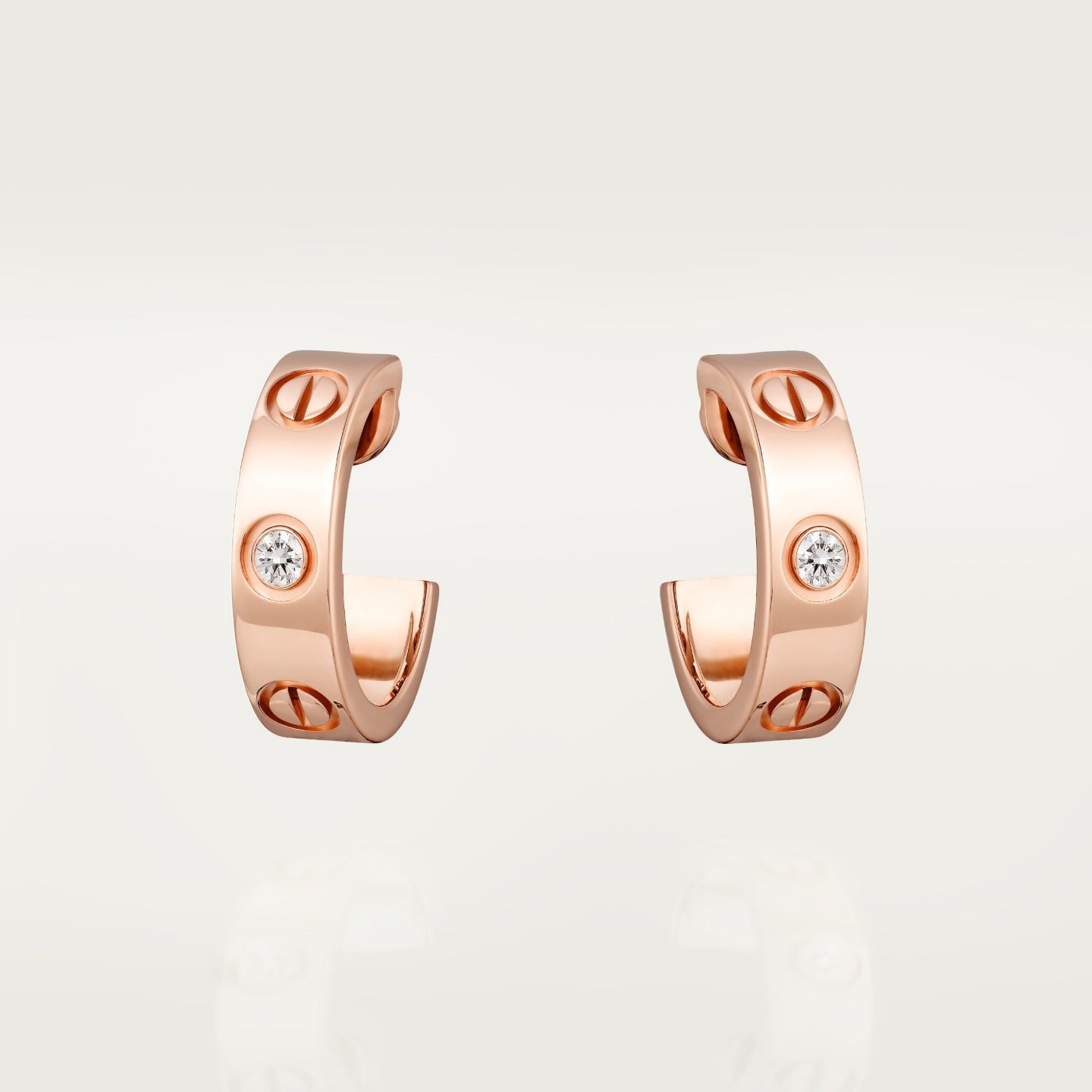 Créoles LOVE, modèle classique, 2 diamants