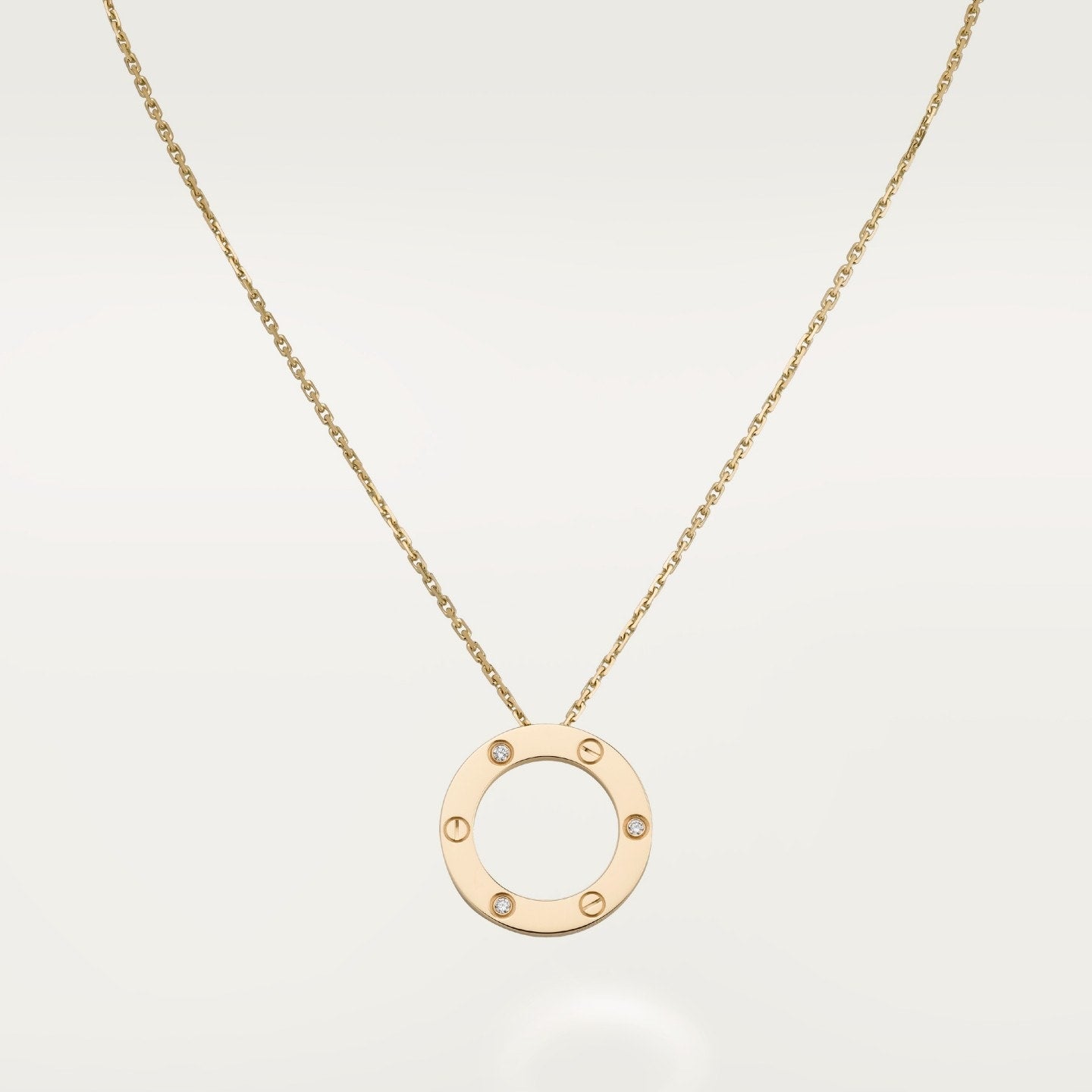 Pendentif LOVE rond, 3 diamants