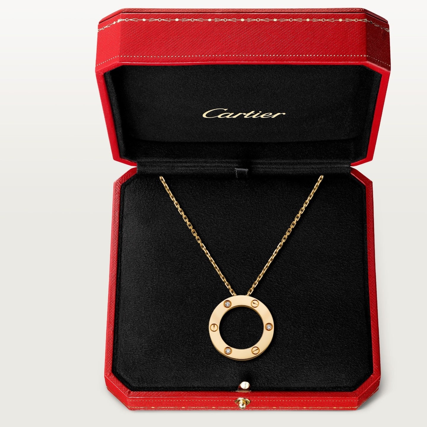 Pendentif LOVE rond, 3 diamants