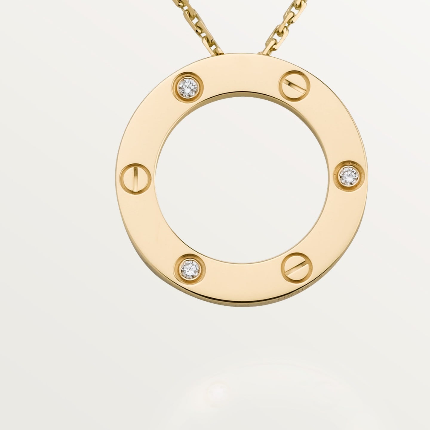 Pendentif LOVE rond, 3 diamants