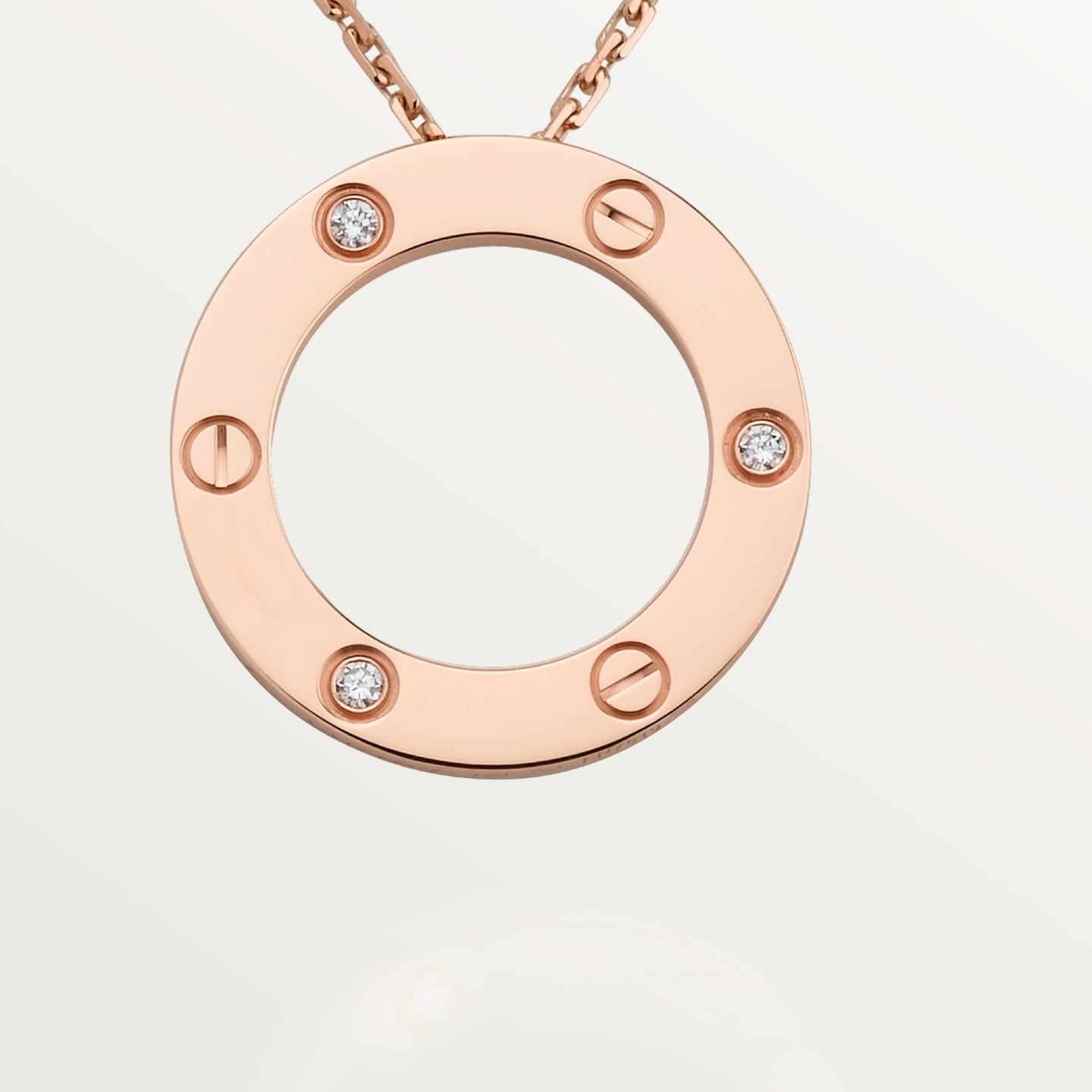 Pendentif LOVE rond, 3 diamants