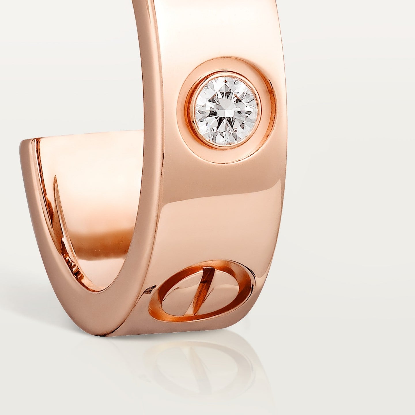 Créoles LOVE, modèle classique, 2 diamants