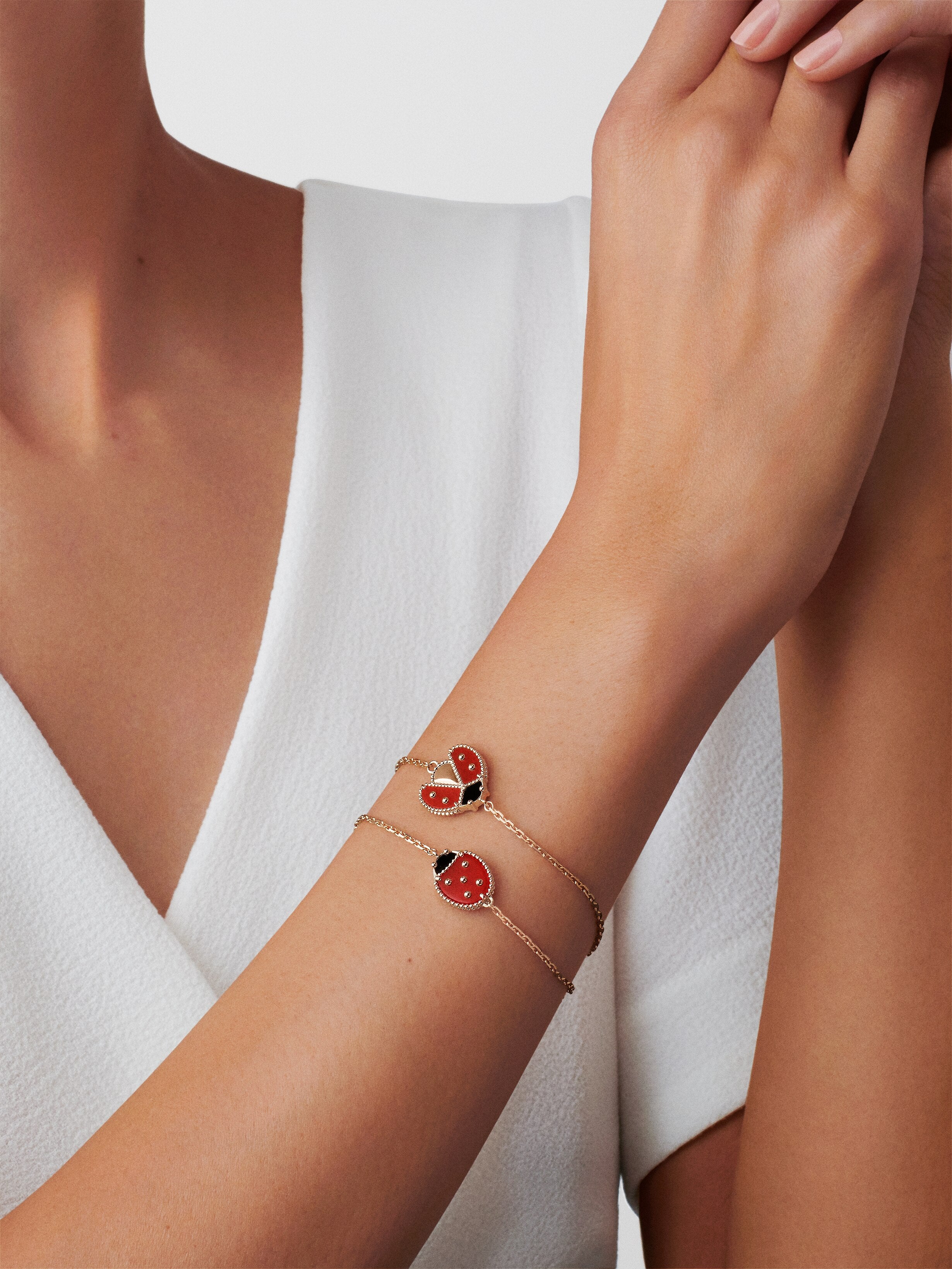 Bracelet Lucky Spring, coccinelle ailes ouvertes