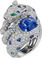Bague Panthère de Cartier, saphir taille coussin, pavée