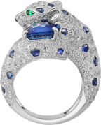 Bague Panthère de Cartier, saphir taille coussin, pavée
