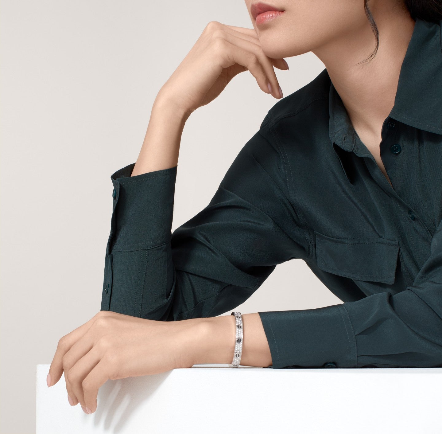 Bracelet LOVE, modèle classique, pavé, céramique
