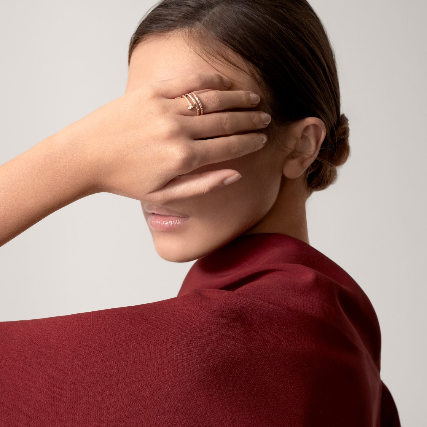 Bague Juste un Clou, double, semi-pavée