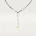 Sautoir, diamant jaune taille poire, pavé