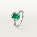 Solitaire Cartier Destinée, émeraude taille emeraude, pavé