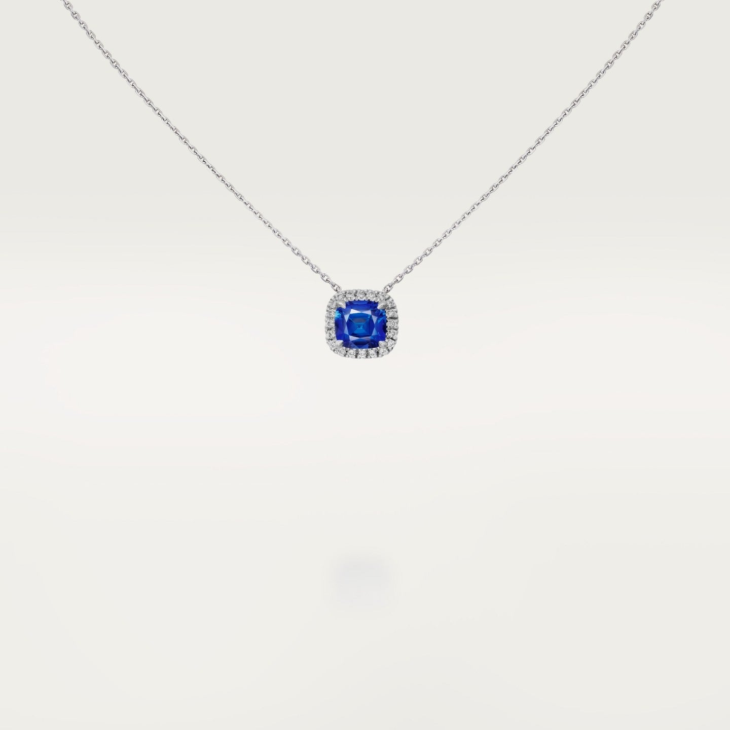 Pendentif Cartier Destinée, saphir taille coussin, pavé