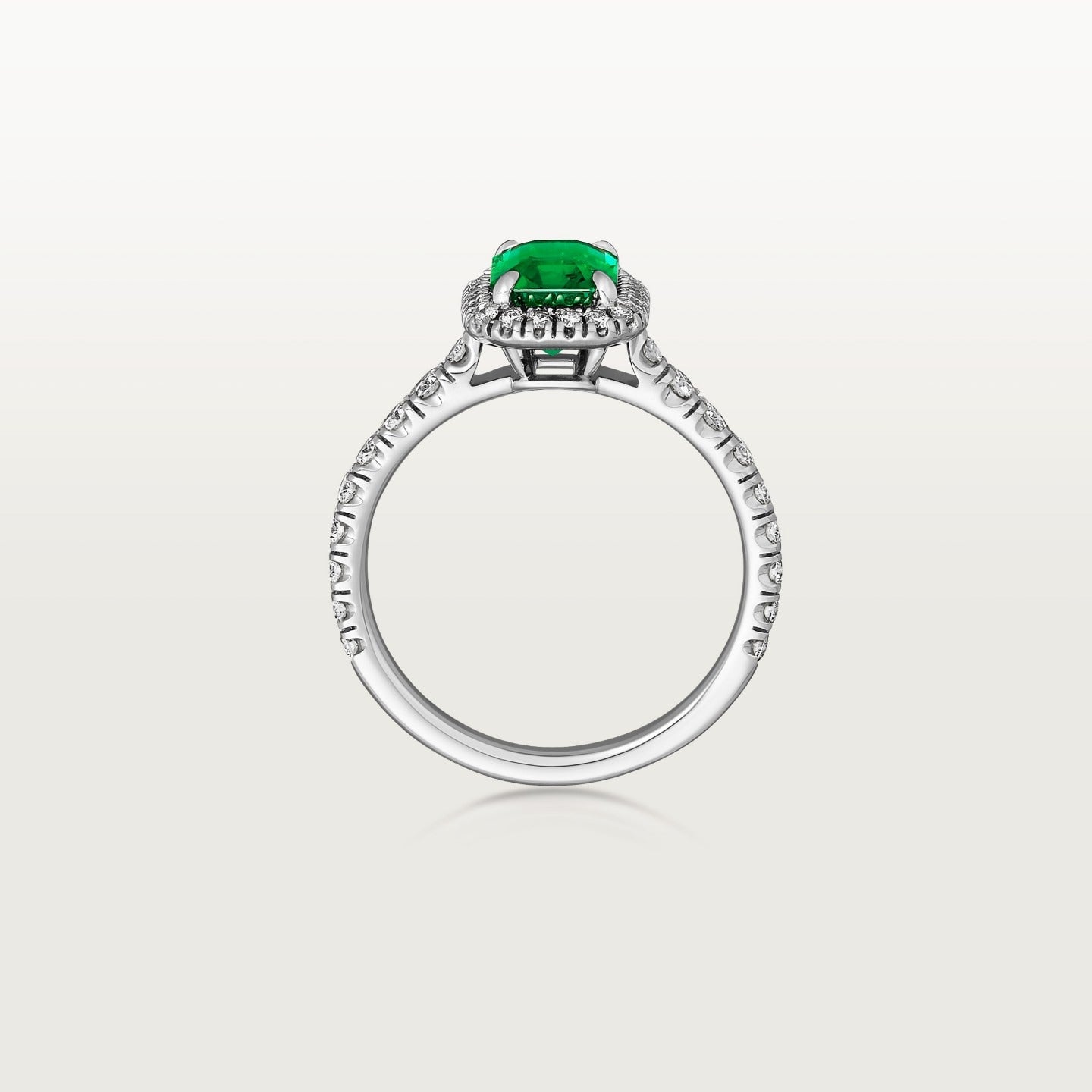 Solitaire Cartier Destinée, émeraude taille emeraude, pavé