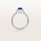 Solitaire Cartier Destinée, saphir taille coussin, pavé