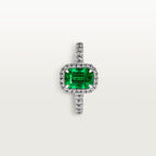 Solitaire Cartier Destinée, émeraude taille emeraude, pavé