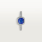 Solitaire Cartier Destinée, saphir taille coussin, pavé