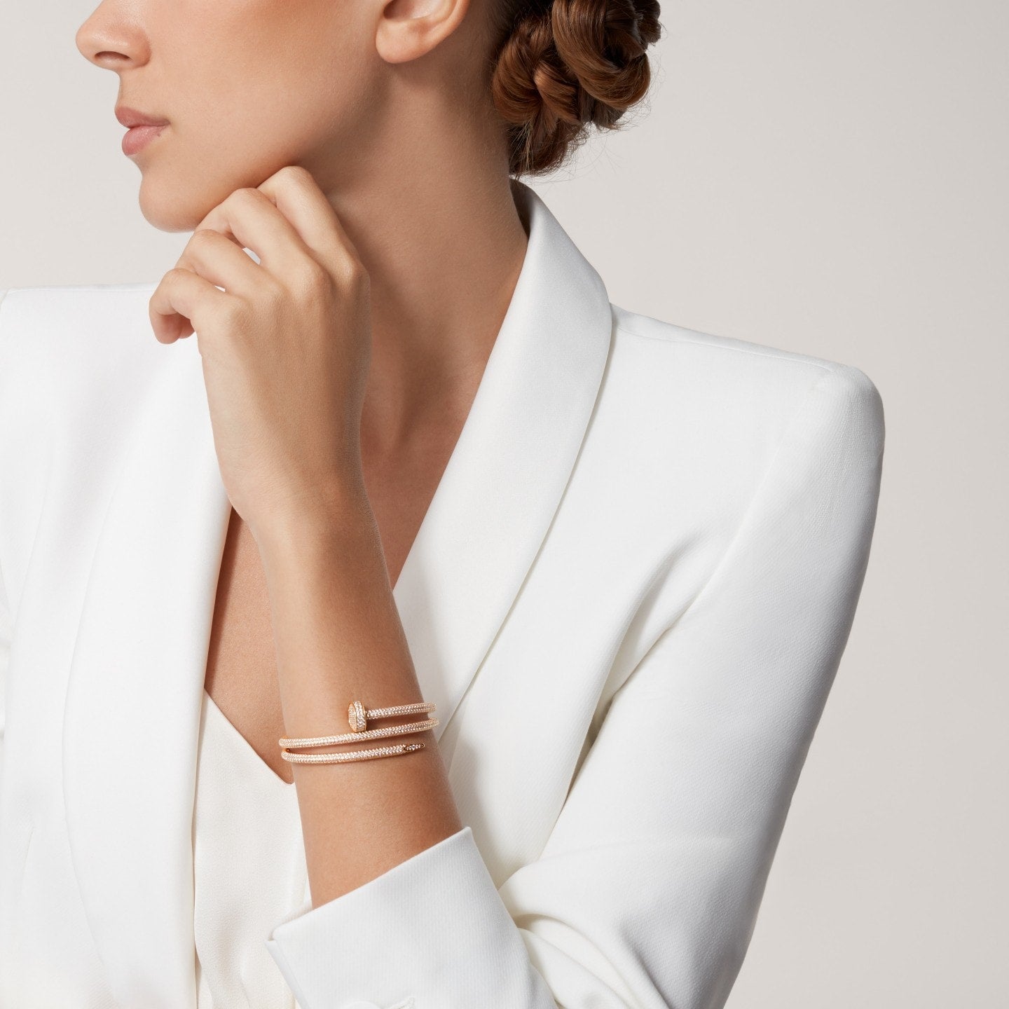 Bracelet Juste un Clou, double, semi-pavé