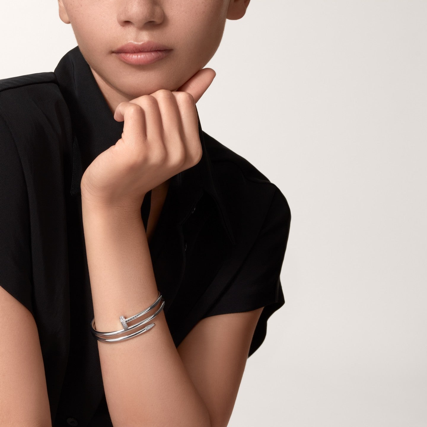 Bracelet Juste un Clou, double, diamants