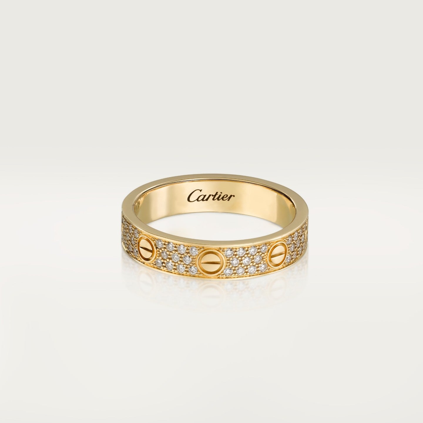 Bague LOVE, petit modèle, pavée