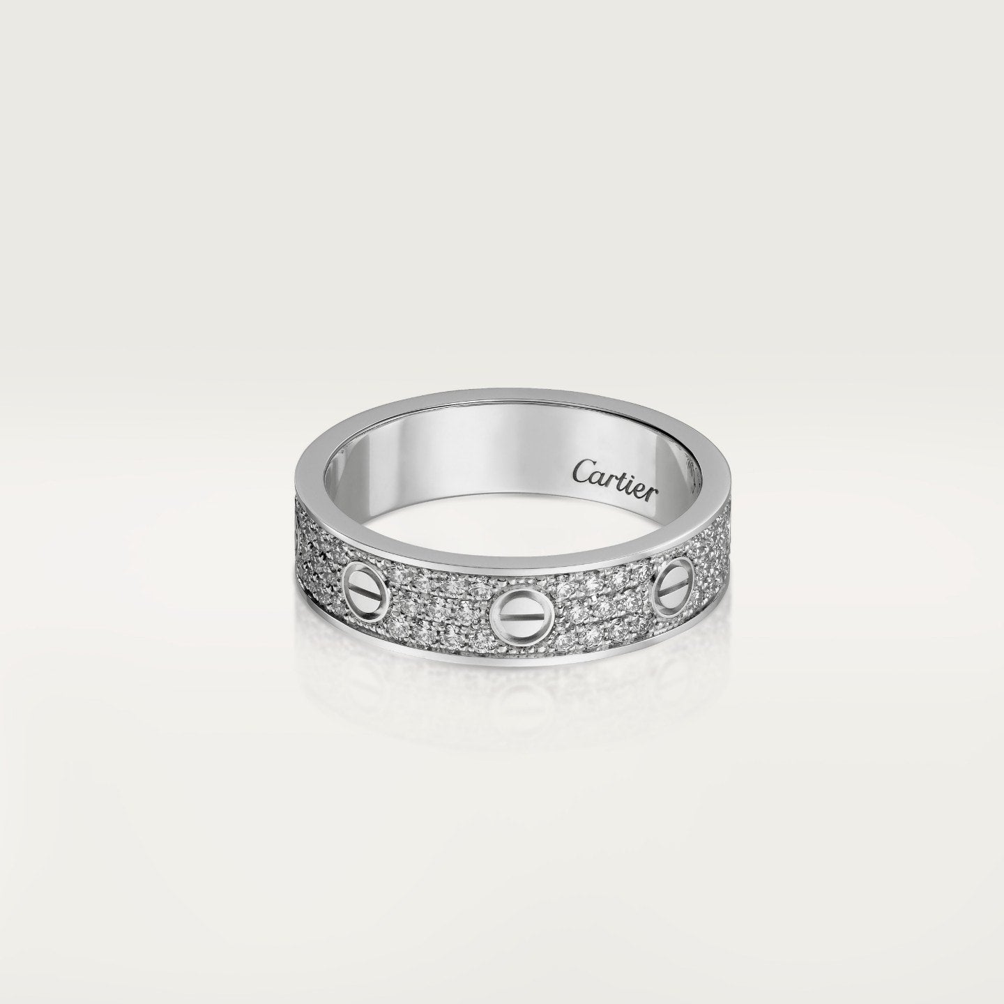 Bague LOVE, petit modèle, pavée