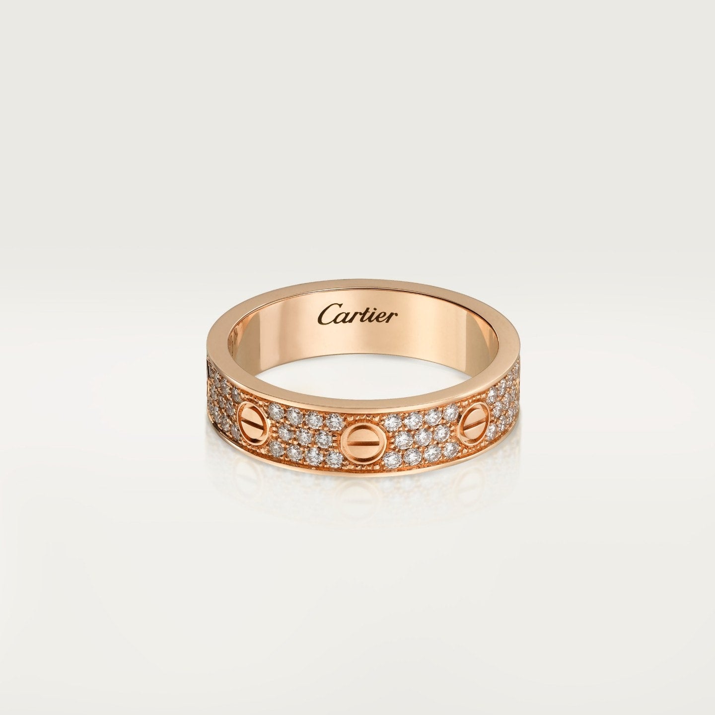 Bague LOVE, petit modèle, pavée