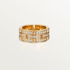 Bague Maillon Panthère, trois rangs, semi-pavée