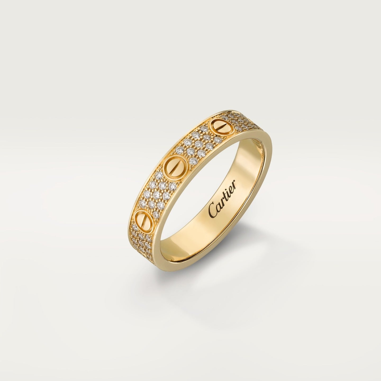 Bague LOVE, petit modèle, pavée