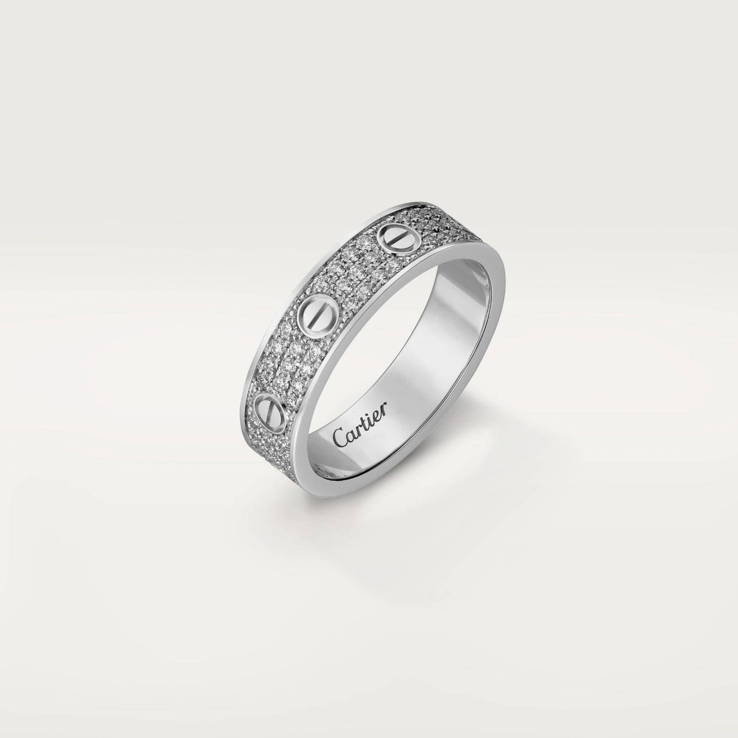 Bague LOVE, petit modèle, pavée
