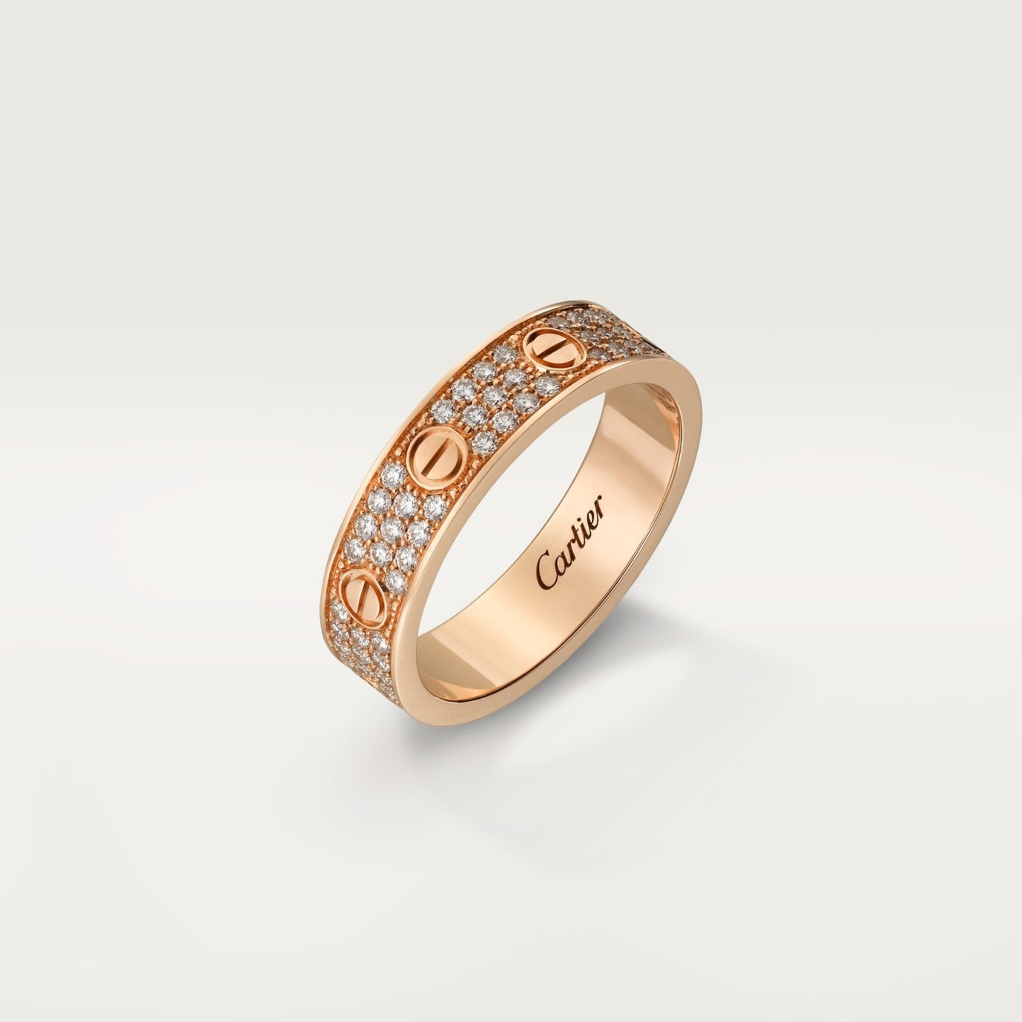 Bague LOVE, petit modèle, pavée