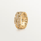 Bague Maillon Panthère, trois rangs, semi-pavée