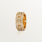 Bague Maillon Panthère, trois rangs, semi-pavée