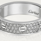 Bague LOVE, petit modèle, pavée