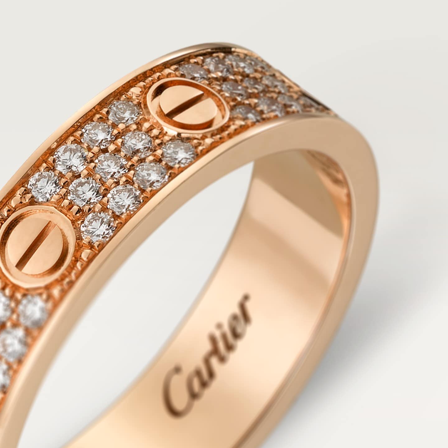 Bague LOVE, petit modèle, pavée