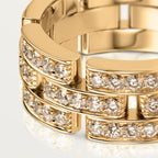 Bague Maillon Panthère, trois rangs, semi-pavée